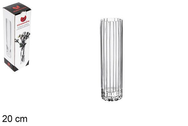C.M VASO IN VETRO A RILIEVO LEONE 20CM
