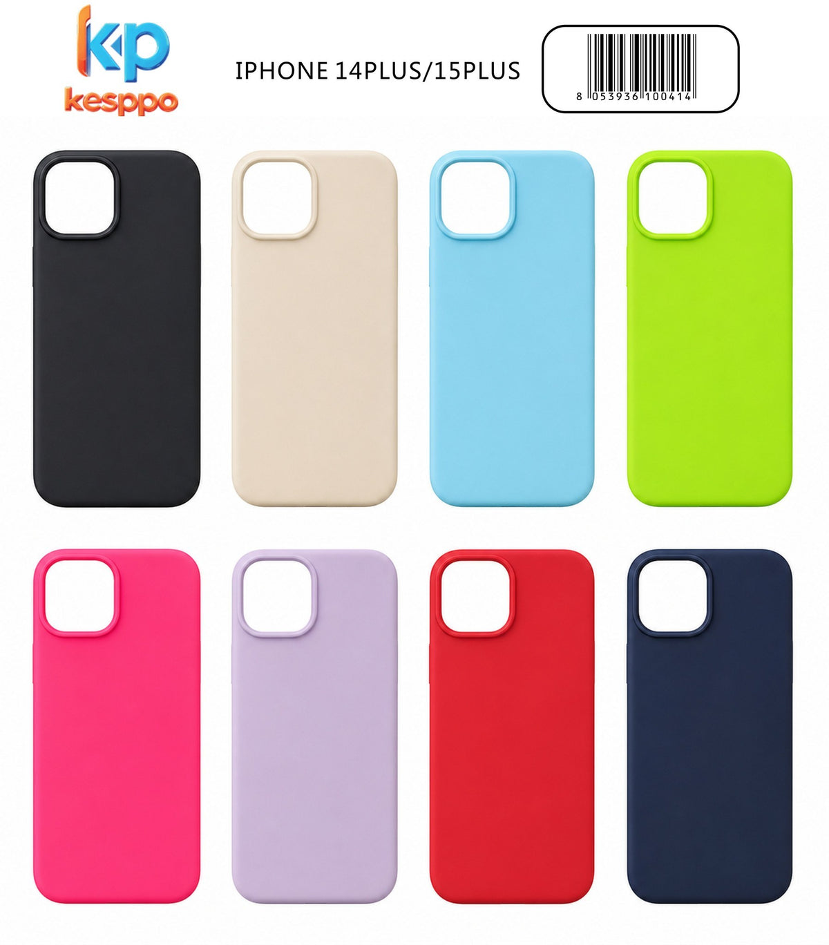 Custodia per iPhone 15 Plus / 14 Plus – a tinta unita, in silicone, con apertura ampia