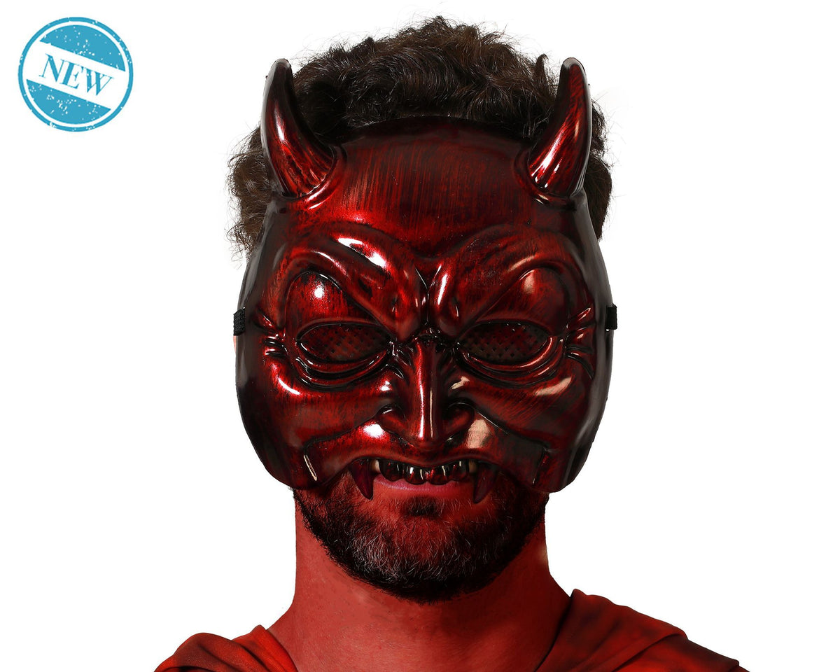 Maschera da diavolo rosso con corna