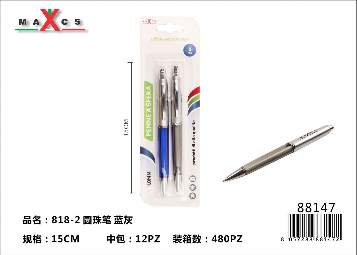 Penna a sfera 818-2, blu, grigio