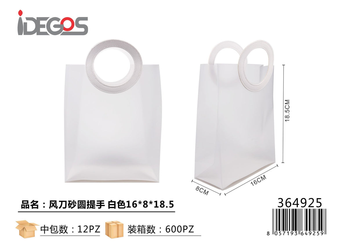 Sacchetto regalo bianco in PVC con manico