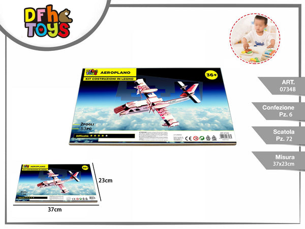 Puzzle 3D in legno aeroplano da 53 pezzi