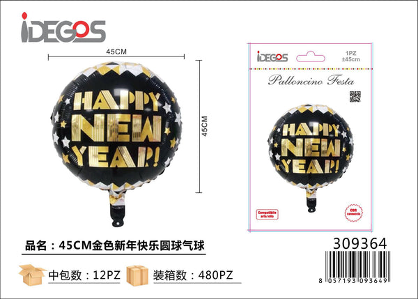 Palloncini foil rotondi di Capodanno 45 cm