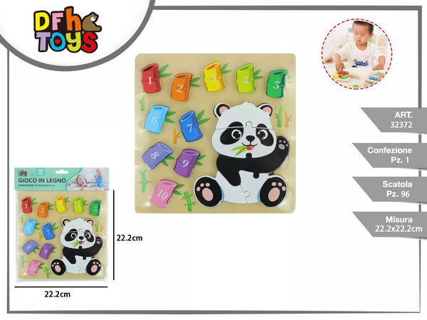 Puzzle in legno panda con numeri da 1 a 10