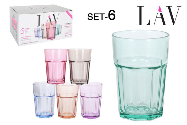 SET 6 BICCHIERI SODA 365CC C/PASTEL
