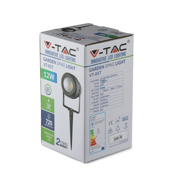 Faretto LED da giardino V-TAC grigio 12 W a luce verde