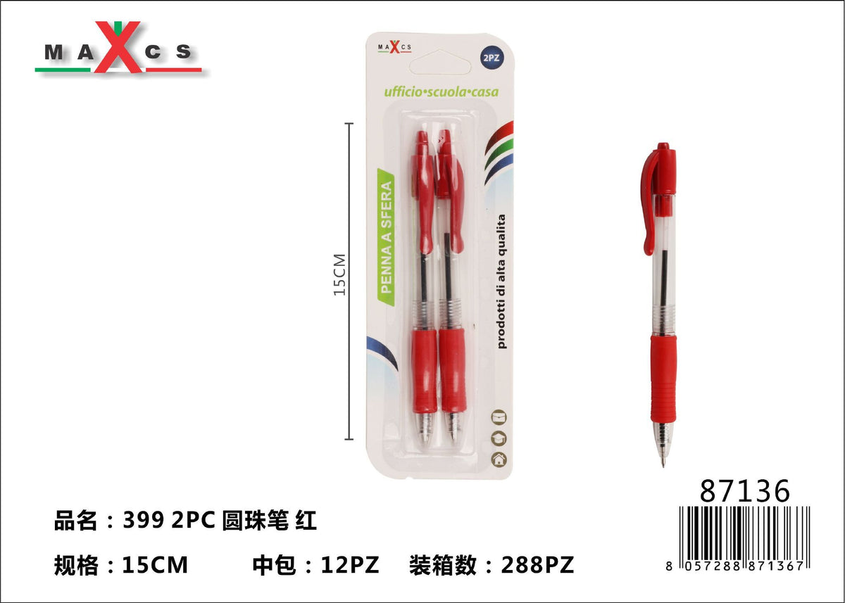 Penna a sfera 399, rosso, confezione da 2 pezzi