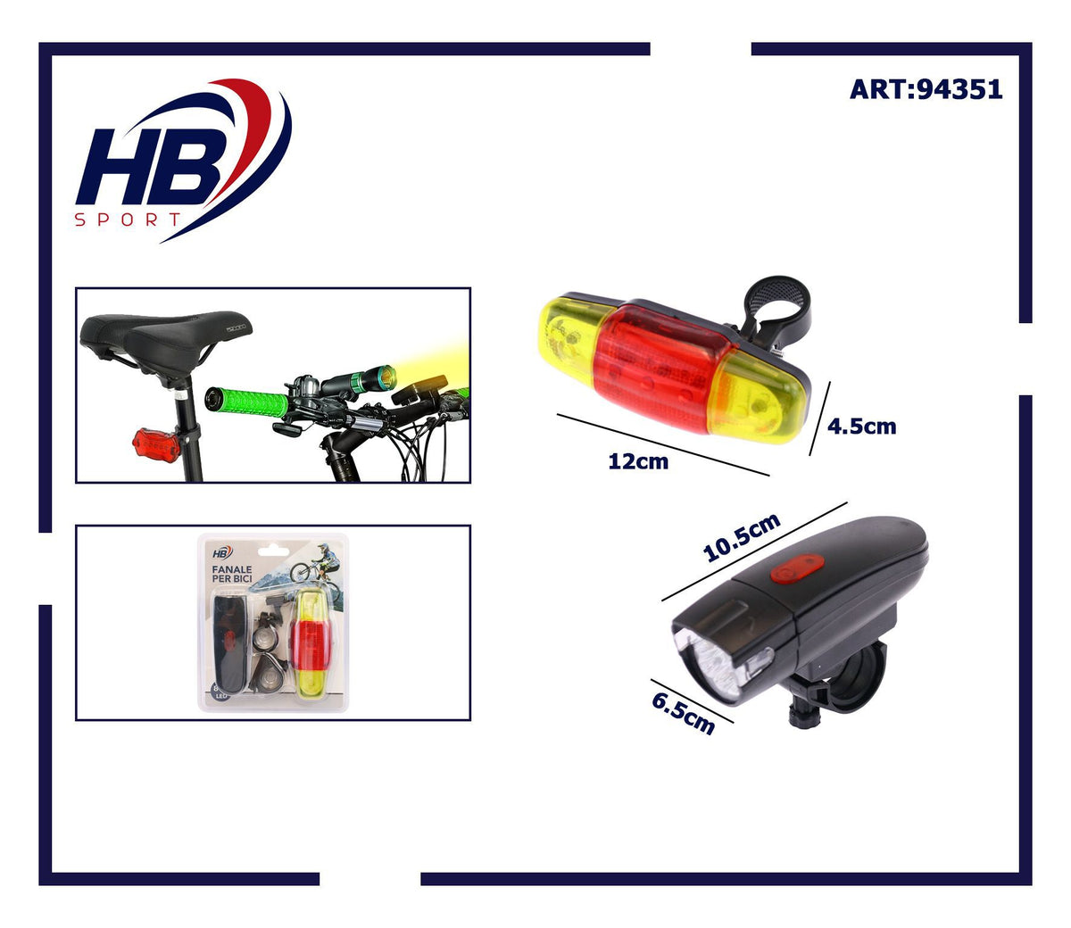 Set fanale anteriore e posteriore per bicicletta