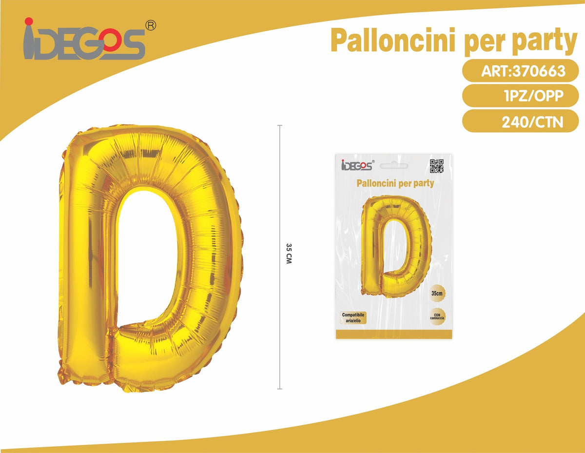 Palloncino Lettera D Oro 35cm