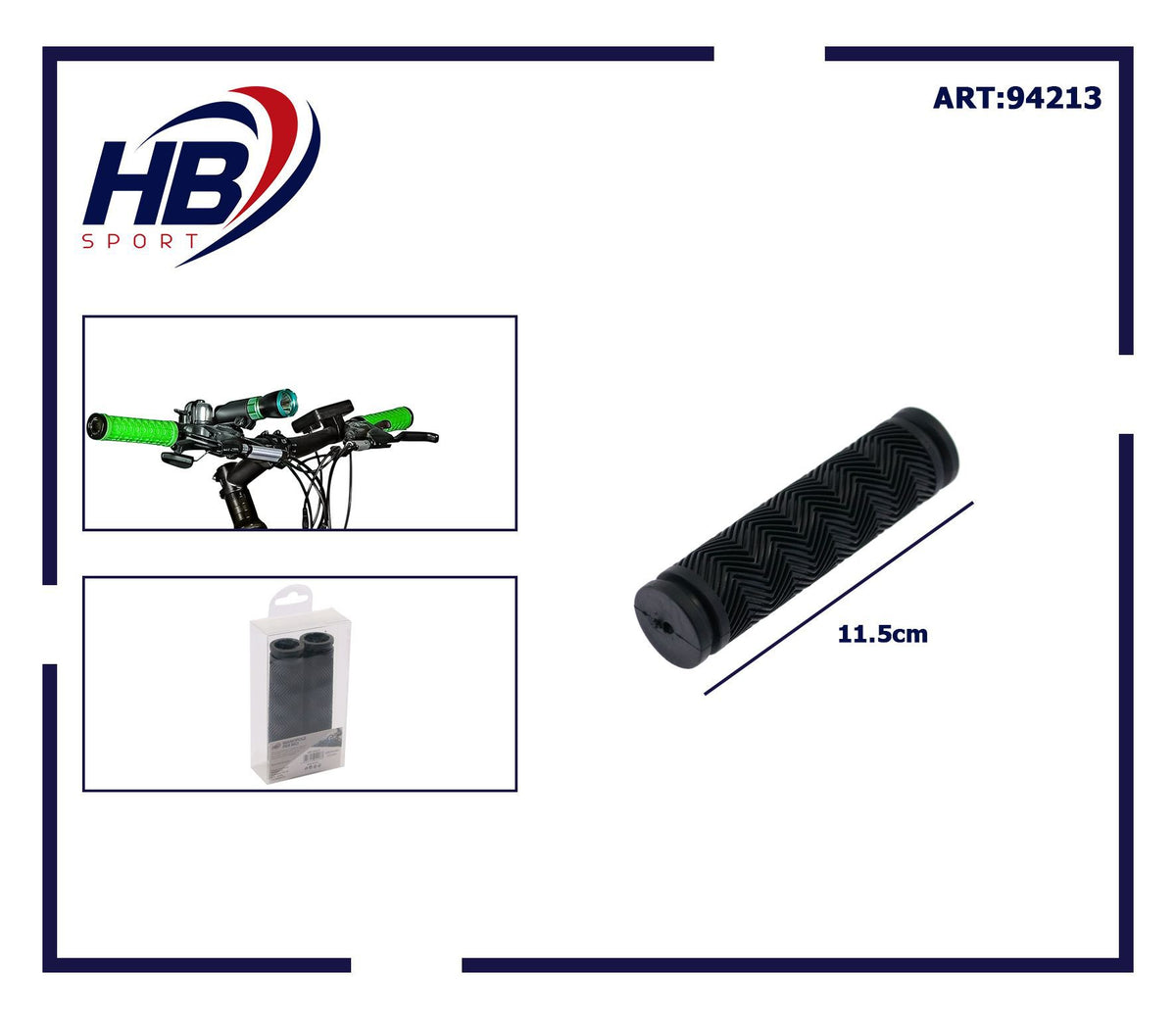 Manopole nere per bicicletta da 11,5 cm, coppia