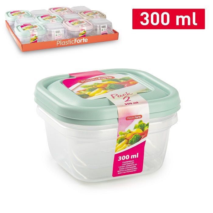 SET 2 CONTENITORE QUADRATO 300ML 11X11X8CM