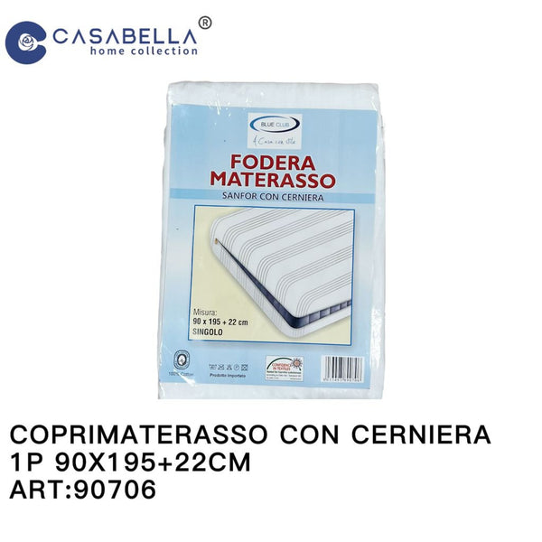 Coprimaterasso con Cerniera 1P 90X195+22CM