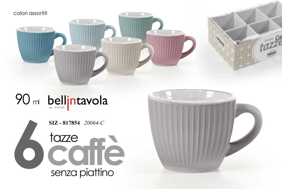 Tazzina da caffè 20064-C, 90 cc, confezione da 6 pezzi
