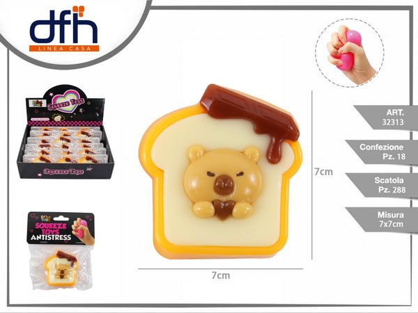 Giocattolo antistress a forma di toast con animaletto