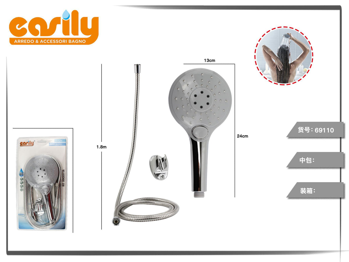 Kit doccetta rotonda 13 cm con flessibile 1,8 m