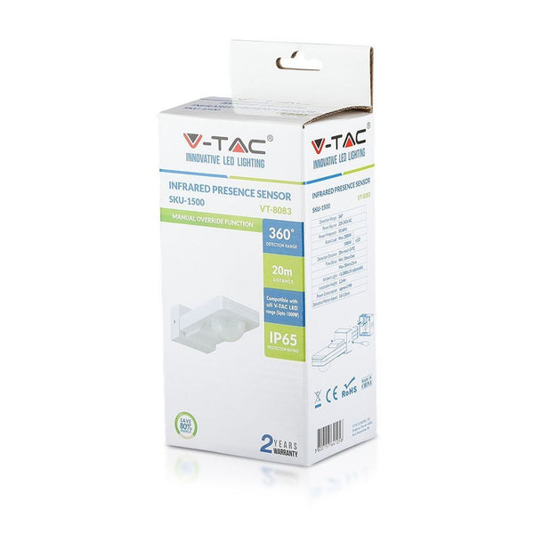 Sensore di presenza IR V-TAC orientabile 360° IP65