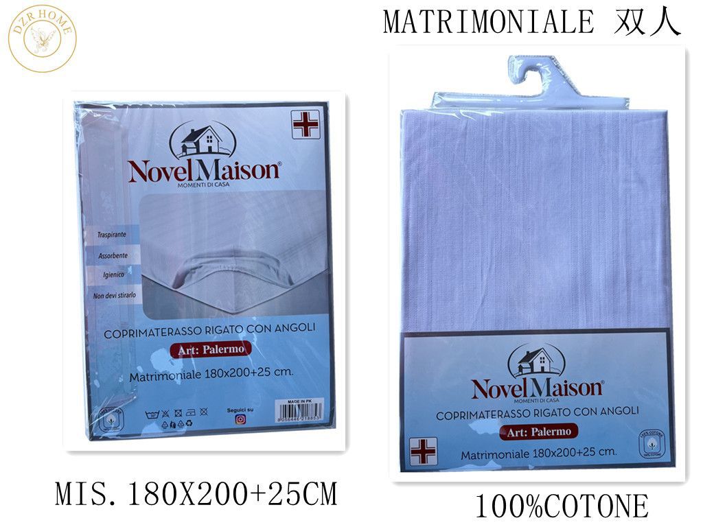 COPRIMATERASSO COTONE RIGATO CON ANGOLO 2POSSTI NOVELMAISON