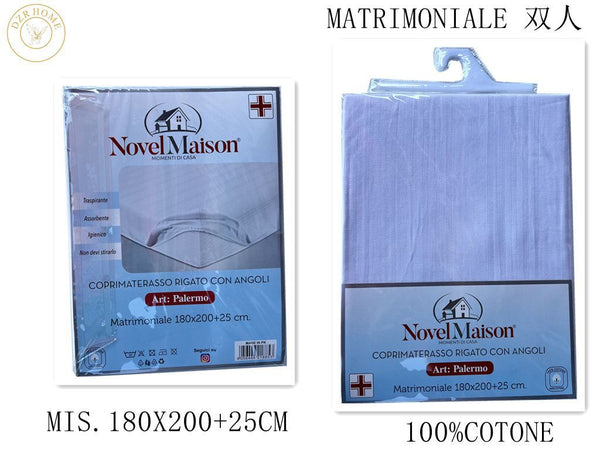COPRIMATERASSO COTONE RIGATO CON ANGOLO 2POSSTI NOVELMAISON
