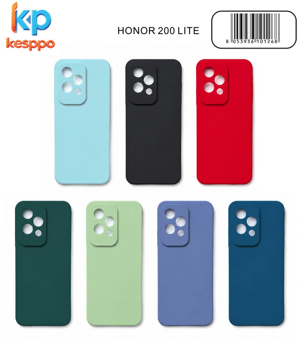 Custodia per Honor 200 Lite – a tinta unita, in silicone, con aperture sagomate