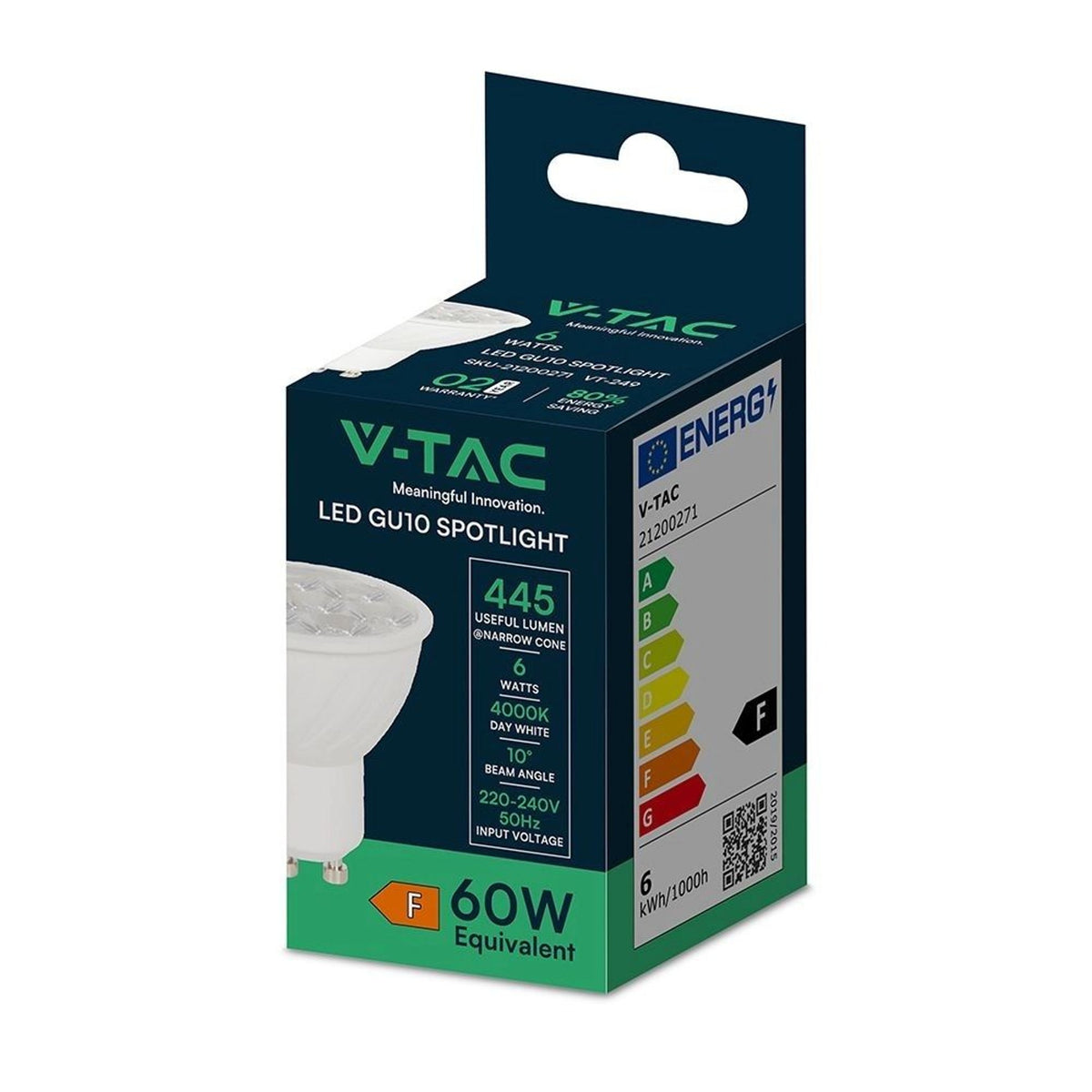 Lampadina LED V-TAC GU10 6 W 4000 K fascio 10°