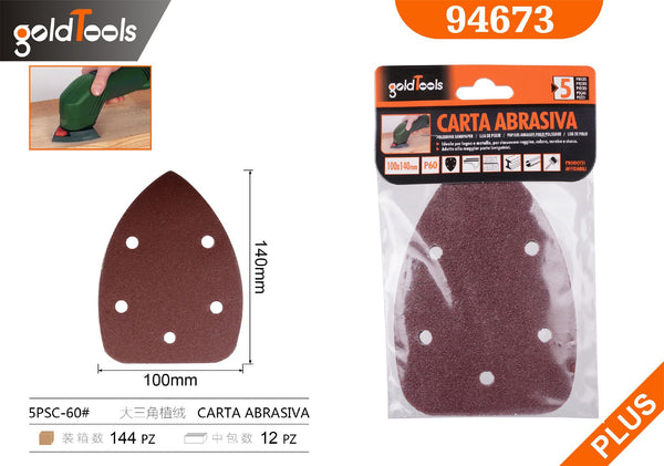 Carta abrasiva triangolare grande, grana 60