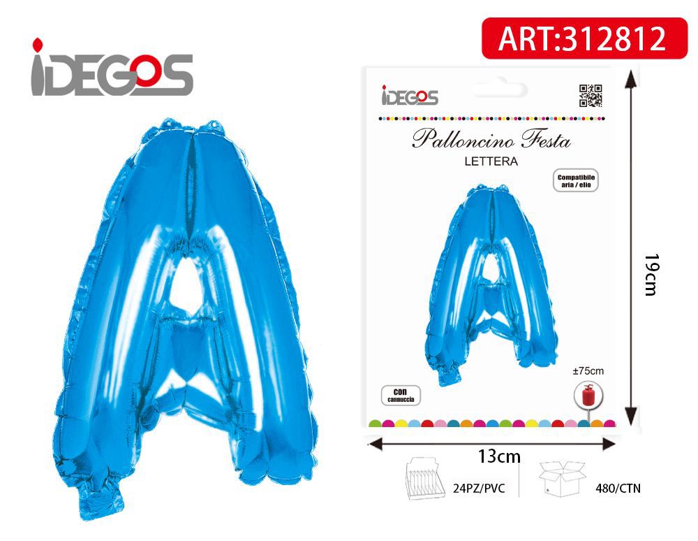Palloncino foil azzurro a lettera, 75 cm