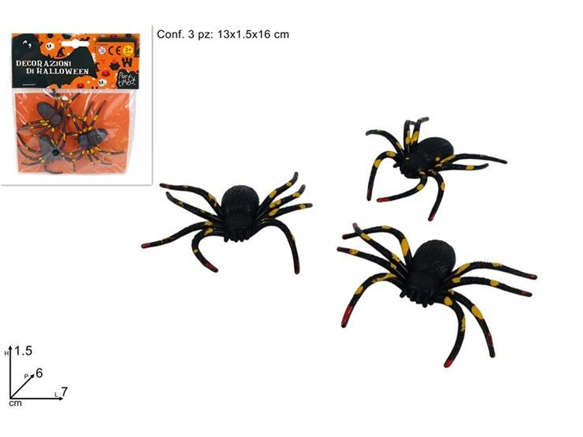 Set di tre ragni decorativi per Halloween
