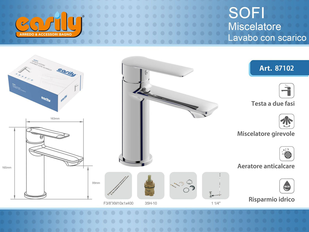 Miscelatore monocomando per lavabo SOFI