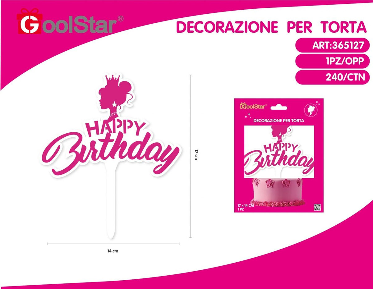 Decorazione per torta Principessa in acrilico
