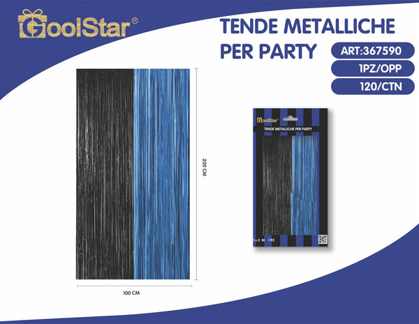 Tenda decorativa a frange metallizzate, per party blu nero