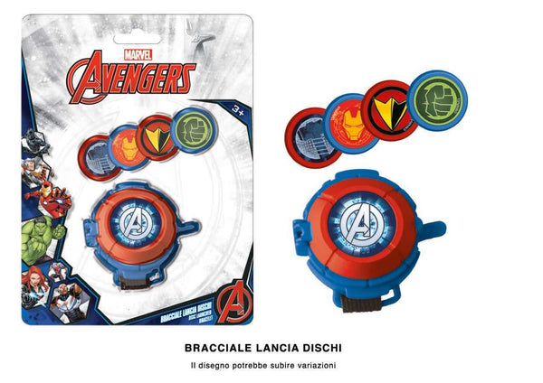 Bracciale lancia dischi Marvel Avengers con quattro dischi