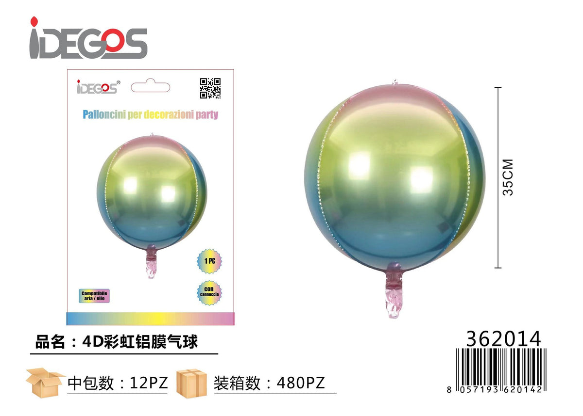 Palloncino foil sferico 4D arcobaleno