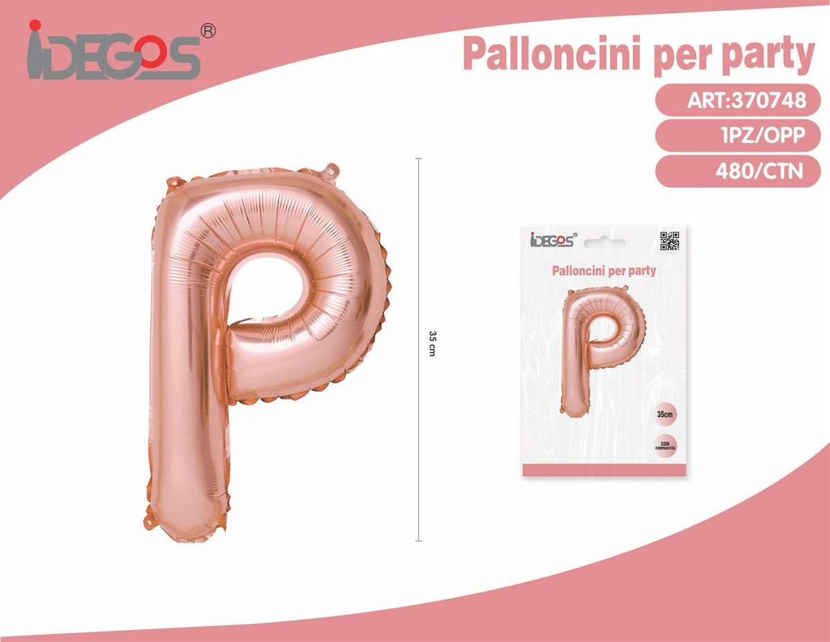 Palloncino Lettera P Oro Rosa 35cm
