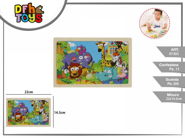 Puzzle in legno con animali, 24 pezzi
