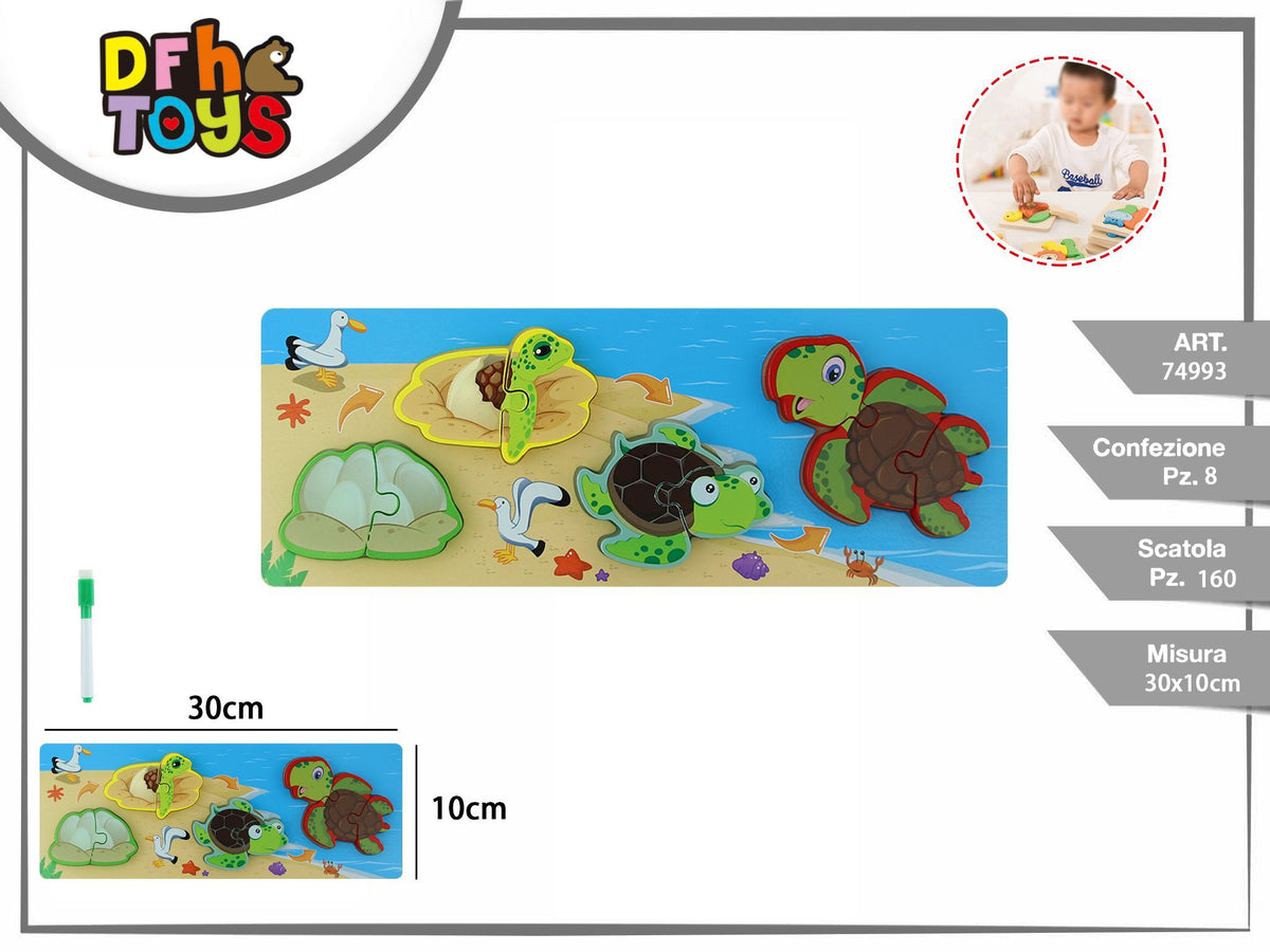 Puzzle in legno con ciclo della tartaruga