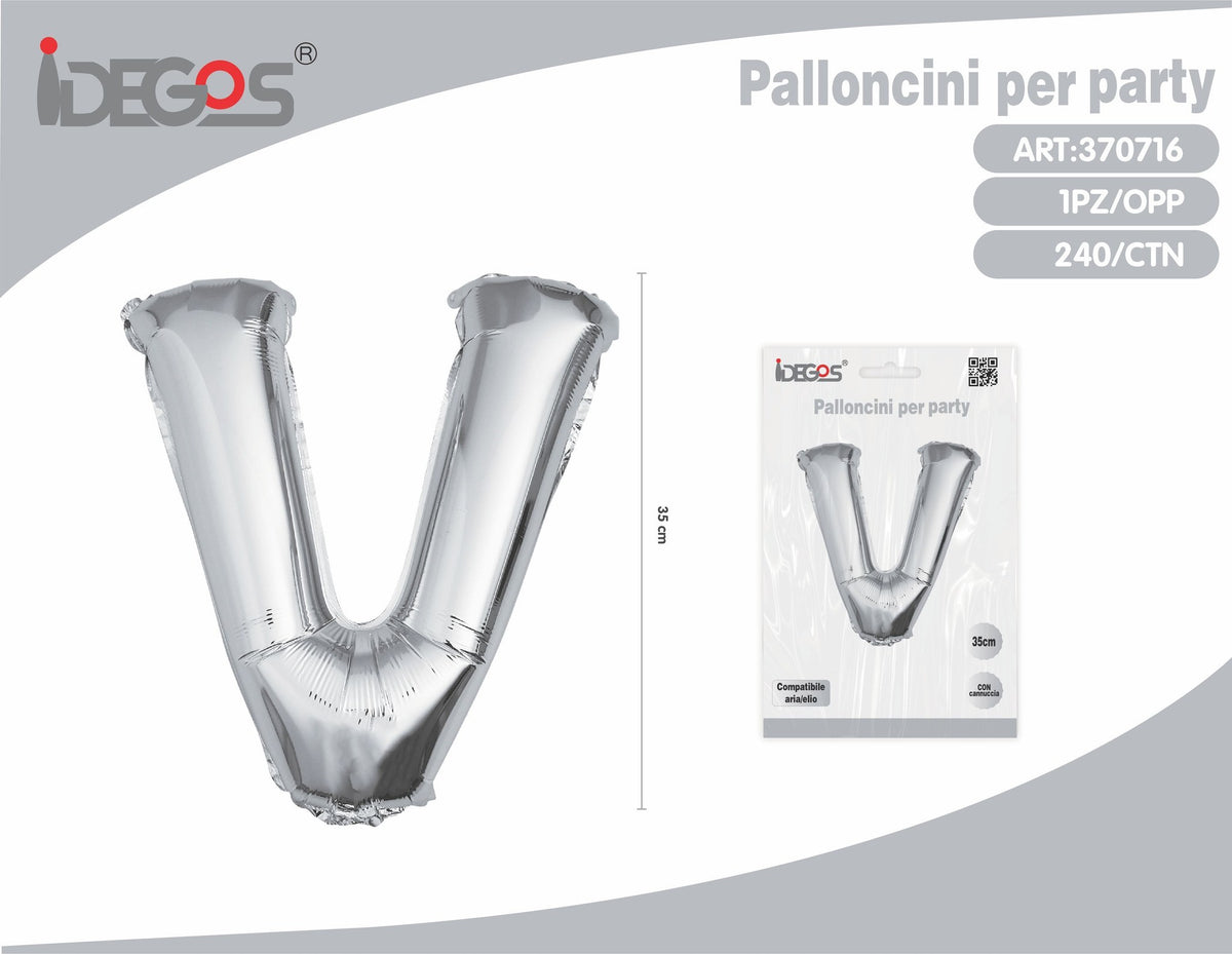 Palloncino Lettera V 35cm Argento