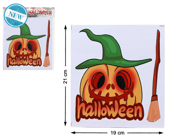 Adesivo di Halloween con zucca e cappello da strega
