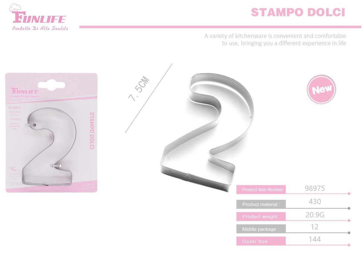 Stampo per biscotti a forma di numero 2