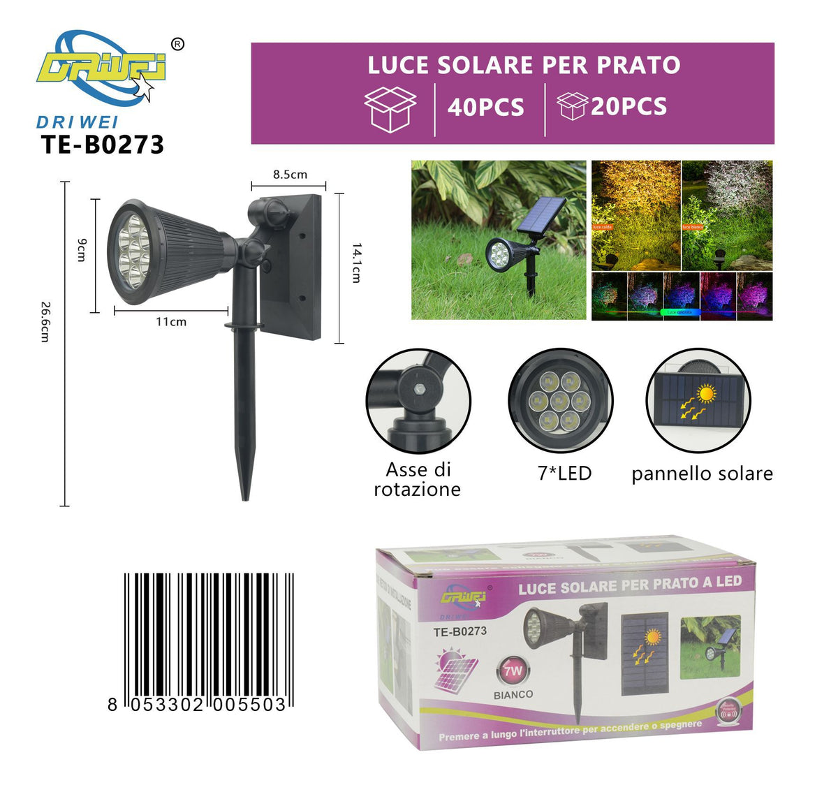 Lampada solare da giardino