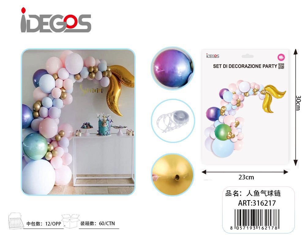 Kit ghirlanda di palloncini con coda di sirena oro