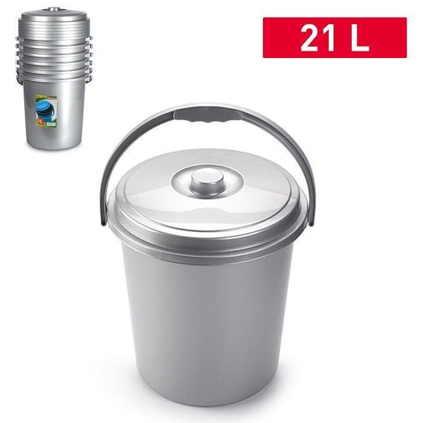 BIDONE CON COPERCHIO ECO ARGENTO 21L 37X34X40CM