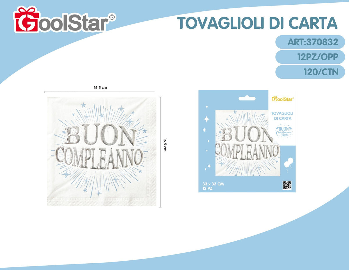 Tovaglioli di carta celeste buon compleanno
