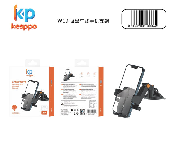 W19 supporto cellulare da auto con ventosa