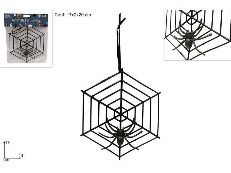 Ragnatela decorativa con ragno da appendere, 17 cm