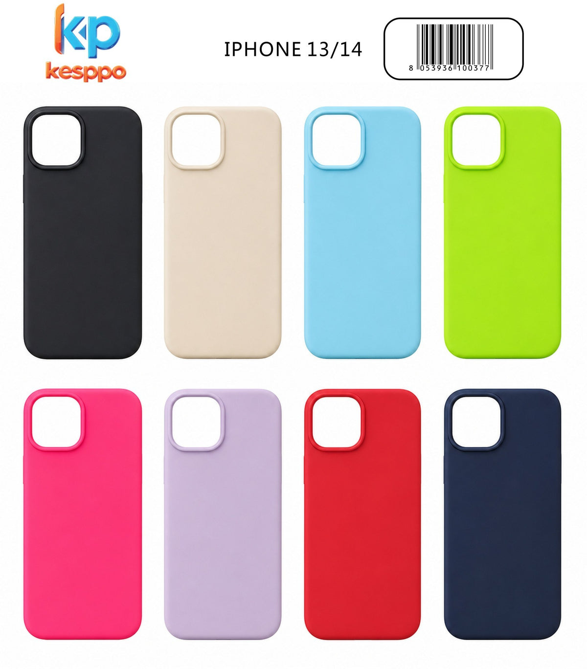 Custodia per iPhone 14 / 13 – a tinta unita, in silicone, con apertura ampia