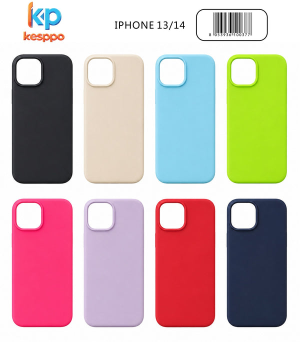 Custodia per iPhone 14 / 13 – a tinta unita, in silicone, con apertura ampia