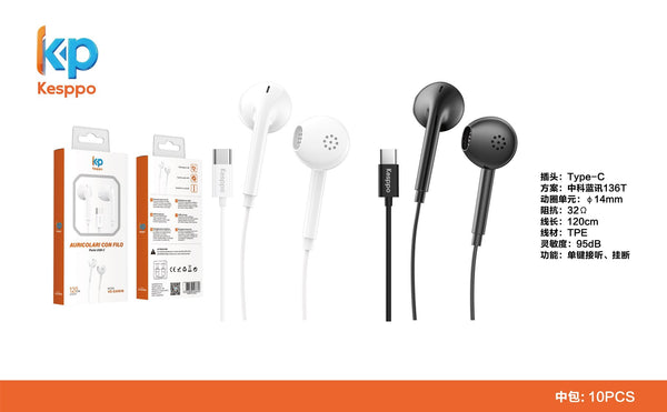 Auricolari VD-EAR016 con filo USB-C 1.2 m