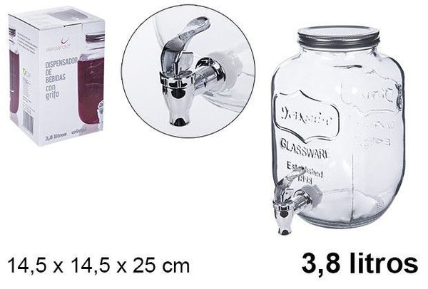 BARATTOLI DI VETRO C/RUBINETTO 3.8LT