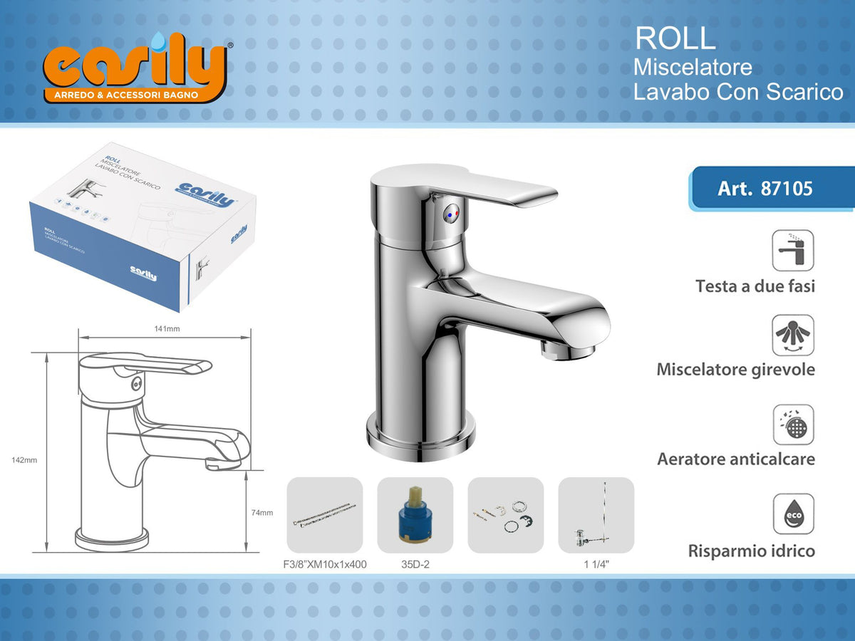 Miscelatore monocomando per lavabo ROLL