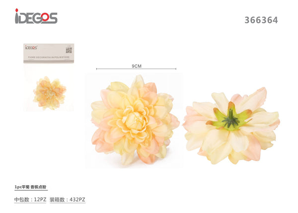 Fiore decorativo a crisantemo, champagne con sfumature rosa